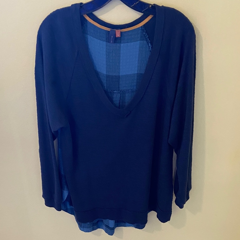 Anthropologie Deep Blue Long Sleeve Top